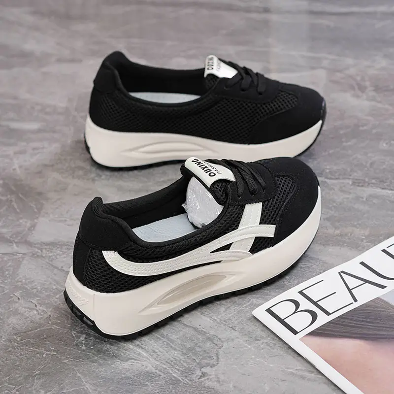 Korean-Style Shallow Mouth Sneakers for Women, Trendy New Spring Sports Running Casual Thick-Soled Dad Shoes for Middle-Aged Moms - Image 7