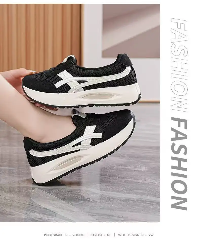 Korean-Style Shallow Mouth Sneakers for Women, Trendy New Spring Sports Running Casual Thick-Soled Dad Shoes for Middle-Aged Moms — feature 31