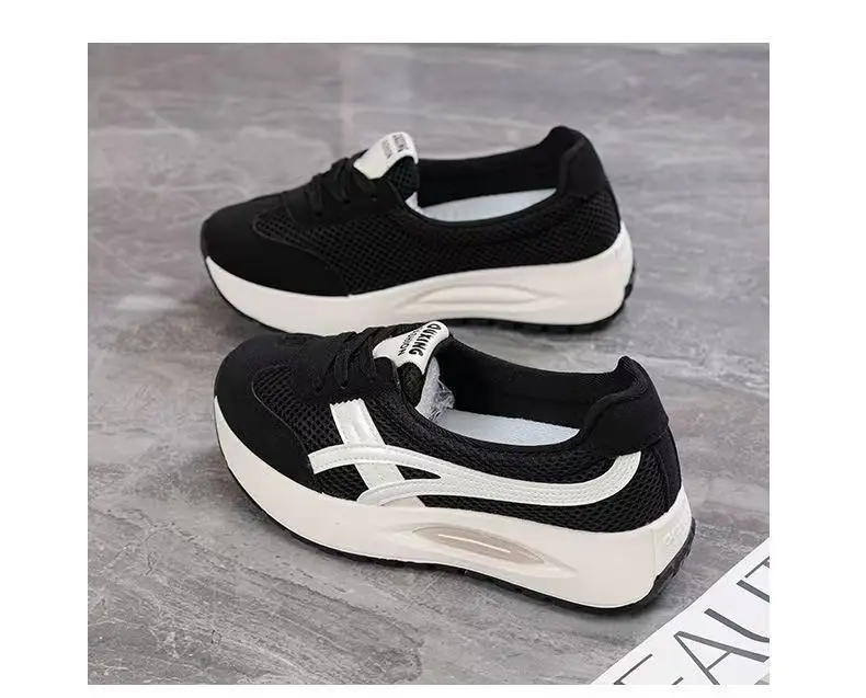 Korean-Style Shallow Mouth Sneakers for Women, Trendy New Spring Sports Running Casual Thick-Soled Dad Shoes for Middle-Aged Moms — feature 33
