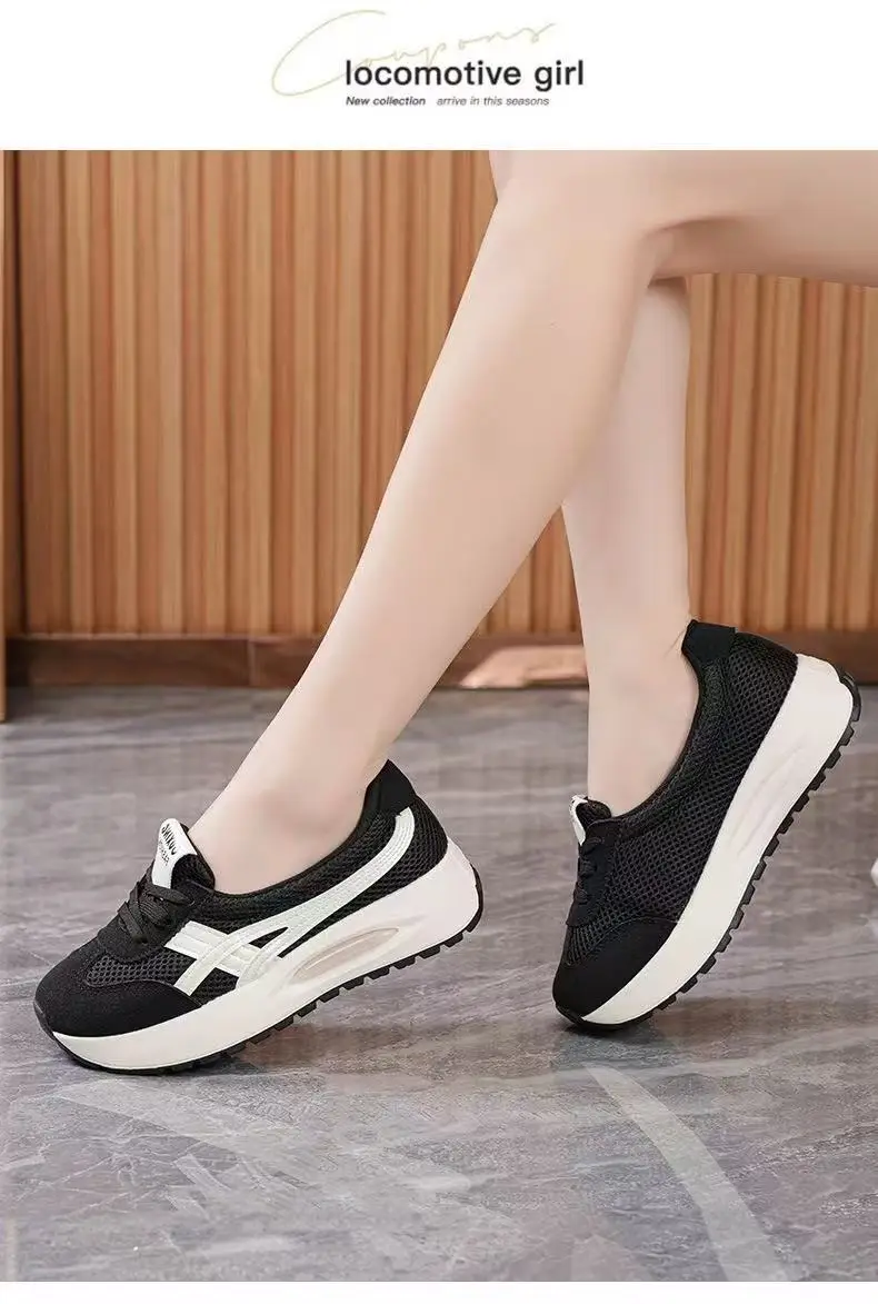 Korean-Style Shallow Mouth Sneakers for Women, Trendy New Spring Sports Running Casual Thick-Soled Dad Shoes for Middle-Aged Moms — feature 35