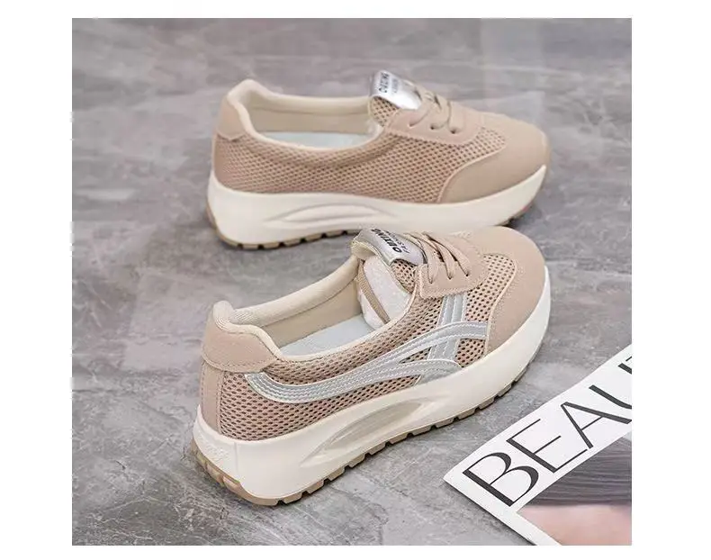 Korean-Style Shallow Mouth Sneakers for Women, Trendy New Spring Sports Running Casual Thick-Soled Dad Shoes for Middle-Aged Moms — feature 36