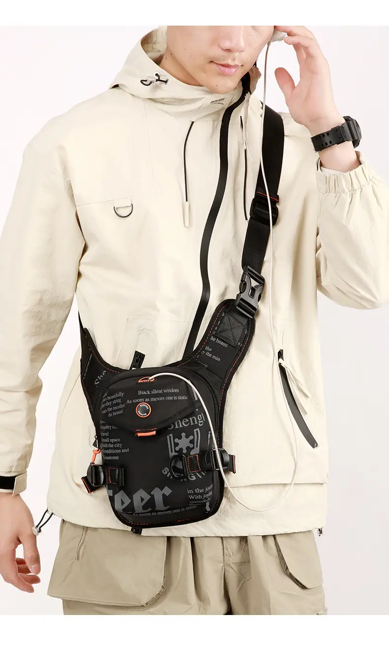 Men's Black Crossbody Backpack with Adjustable Strap — feature 29