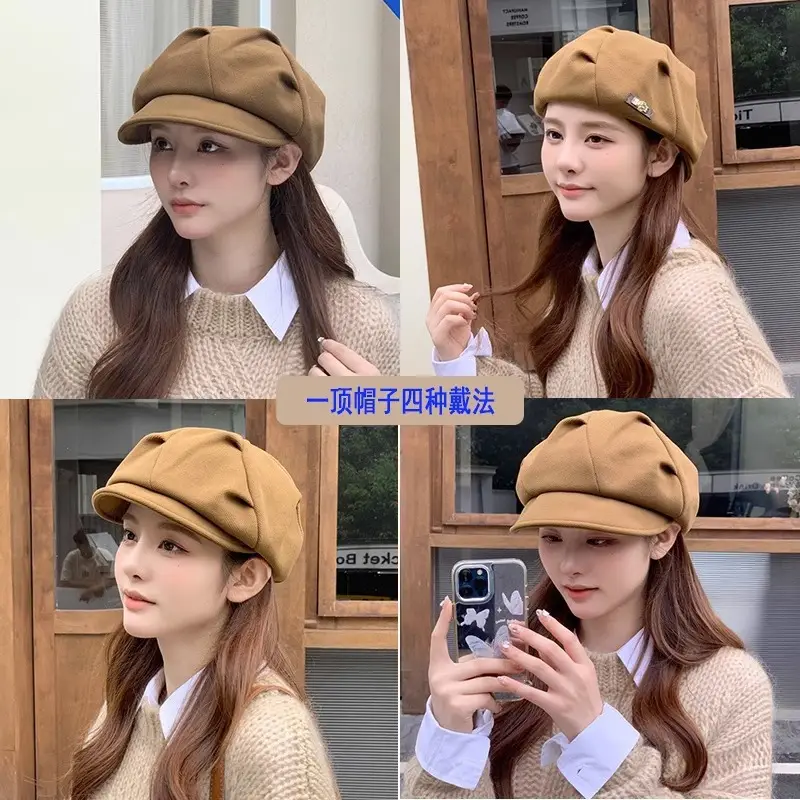 Women Retro Tan Cap Bailey Print — feature 5