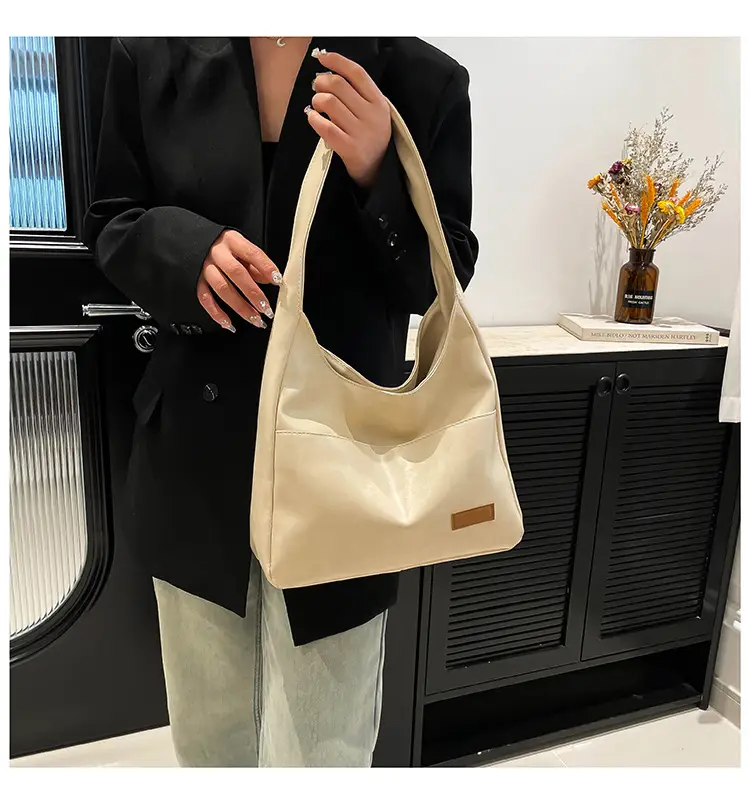 Korean Style Oilskin Tote Bag Brown Large Capacity — feature 12