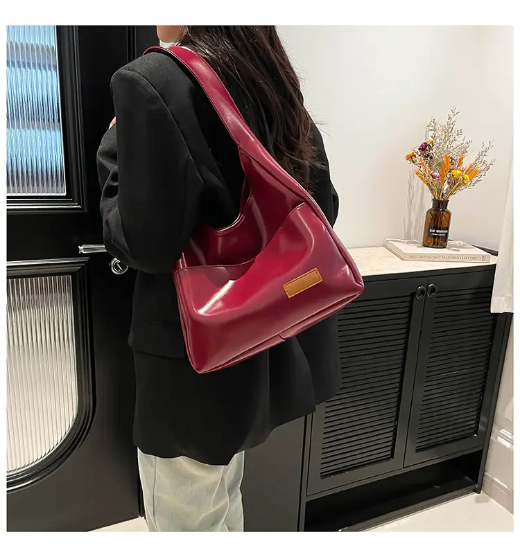 Korean Style Oilskin Tote Bag Brown Large Capacity — feature 15