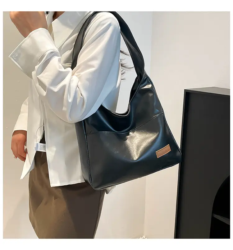 Korean Style Oilskin Tote Bag Brown Large Capacity — feature 21