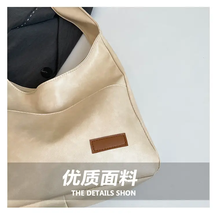 Korean Style Oilskin Tote Bag Brown Large Capacity — feature 6