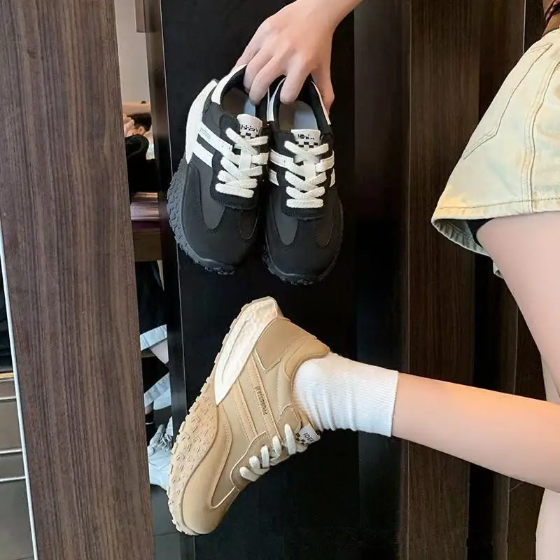 Women's Spring Thick-Soled Dad Sneakers, Color-Blocked Platform Waffle Shoes, Versatile Soft-Soled Casual Shoes for Women — feature 18