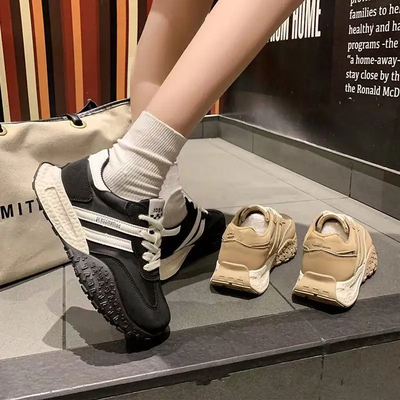 Women's Spring Thick-Soled Dad Sneakers, Color-Blocked Platform Waffle Shoes, Versatile Soft-Soled Casual Shoes for Women — feature 19