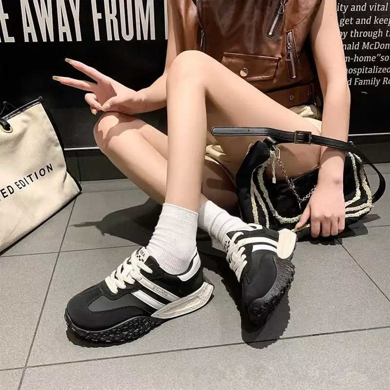 Women's Spring Thick-Soled Dad Sneakers, Color-Blocked Platform Waffle Shoes, Versatile Soft-Soled Casual Shoes for Women — feature 21