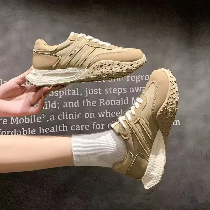 Women's Spring Thick-Soled Dad Sneakers, Color-Blocked Platform Waffle Shoes, Versatile Soft-Soled Casual Shoes for Women — feature 22