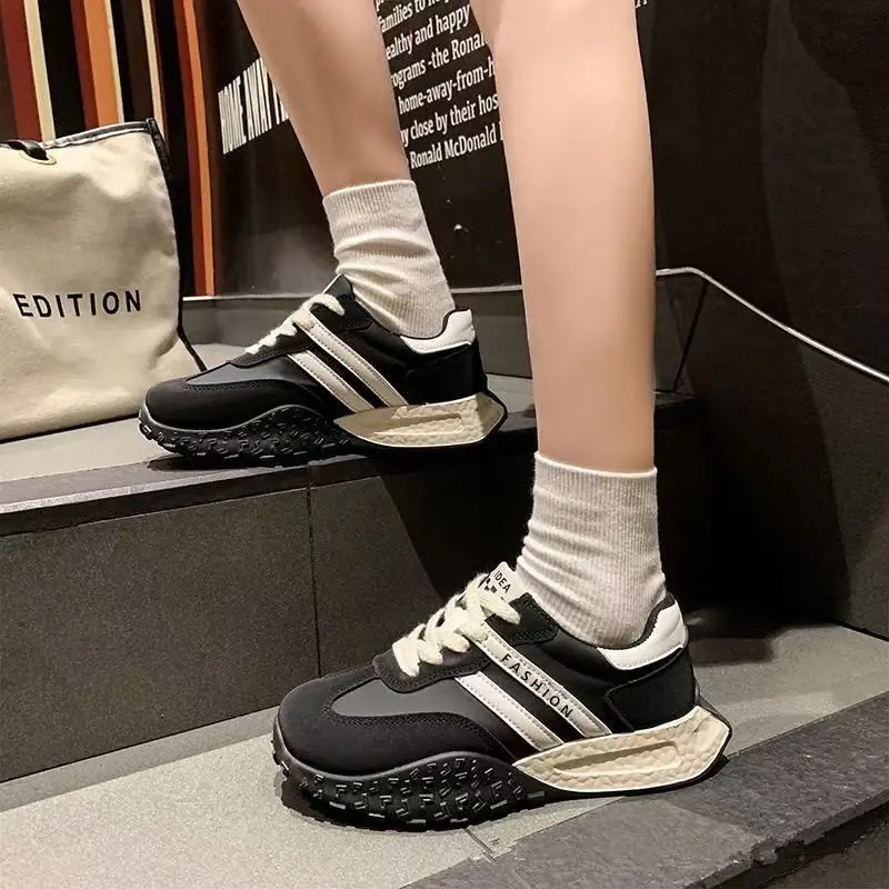 Women's Spring Thick-Soled Dad Sneakers, Color-Blocked Platform Waffle Shoes, Versatile Soft-Soled Casual Shoes for Women — feature 24