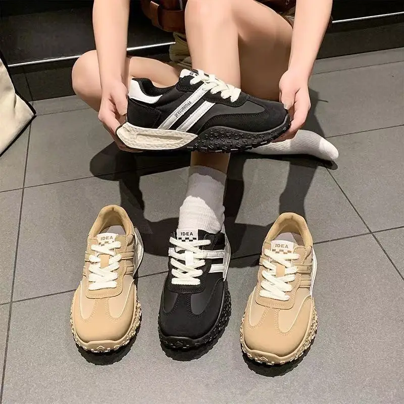 Women's Spring Thick-Soled Dad Sneakers, Color-Blocked Platform Waffle Shoes, Versatile Soft-Soled Casual Shoes for Women — feature 25