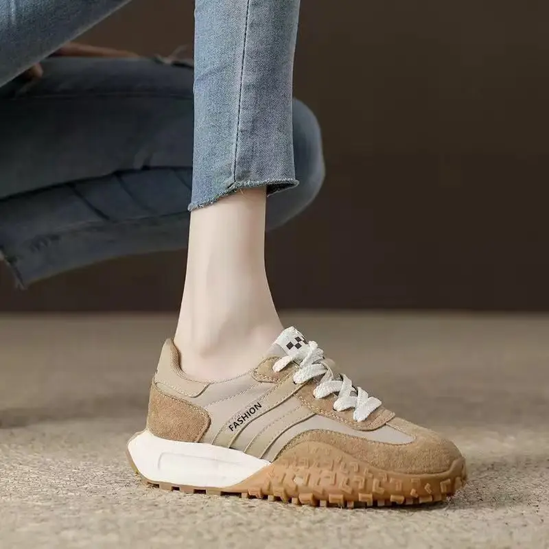 Women's Spring Thick-Soled Dad Sneakers, Color-Blocked Platform Waffle Shoes, Versatile Soft-Soled Casual Shoes for Women - Image 2