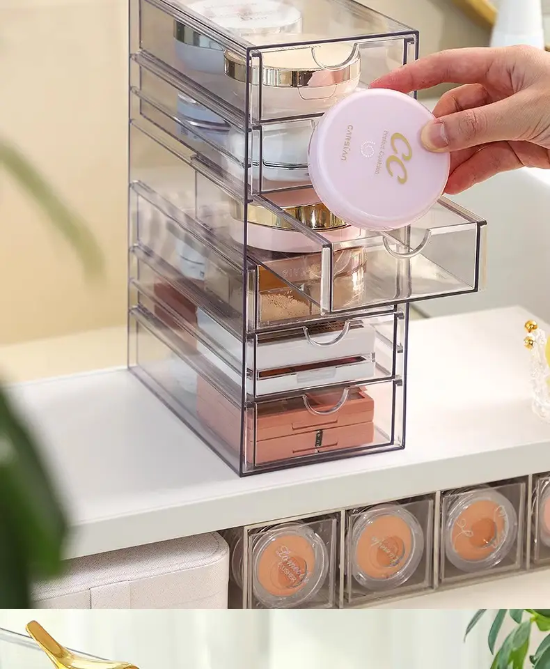 Multi-layer Makeup Storage Box 6-Tier Clear Plastic 38cm — feature 13