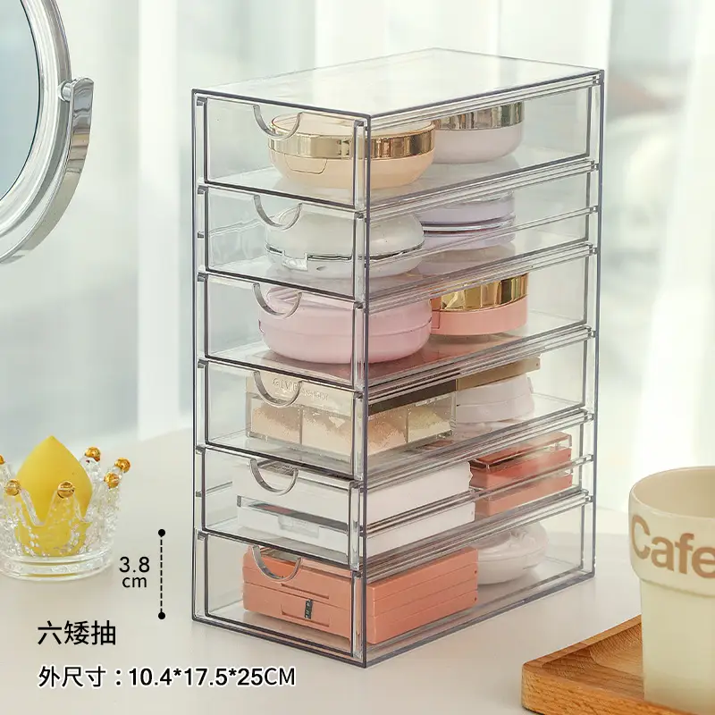 Multi-layer Makeup Storage Box 6-Tier Clear Plastic 38cm