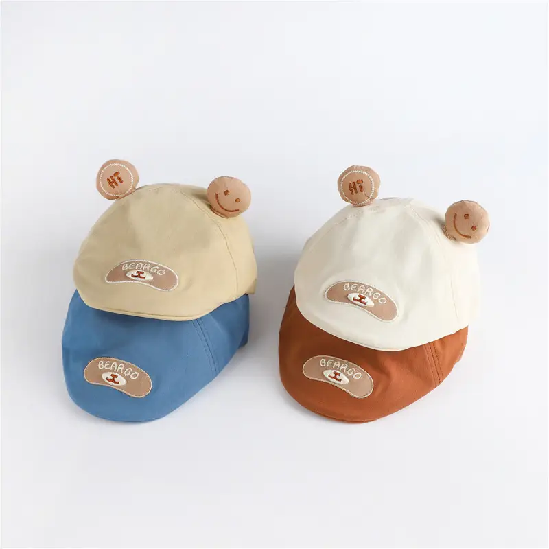 Children's Bear Cap Brown Forward Design with Smile Patch - Image 7