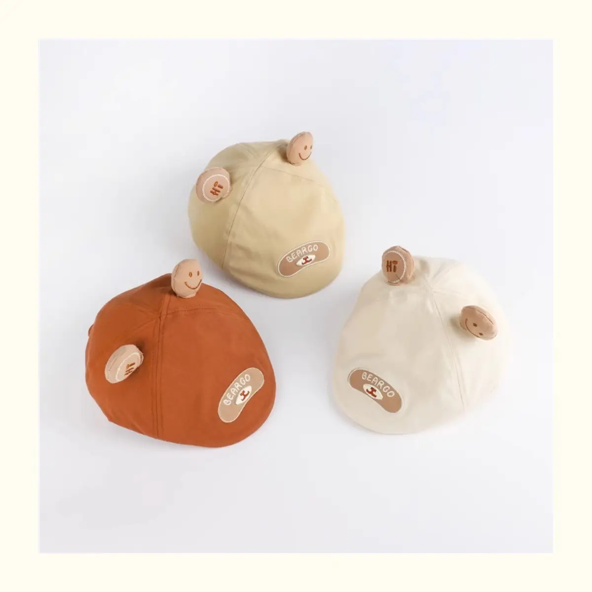 Children's Bear Cap Brown Forward Design with Smile Patch — feature 3