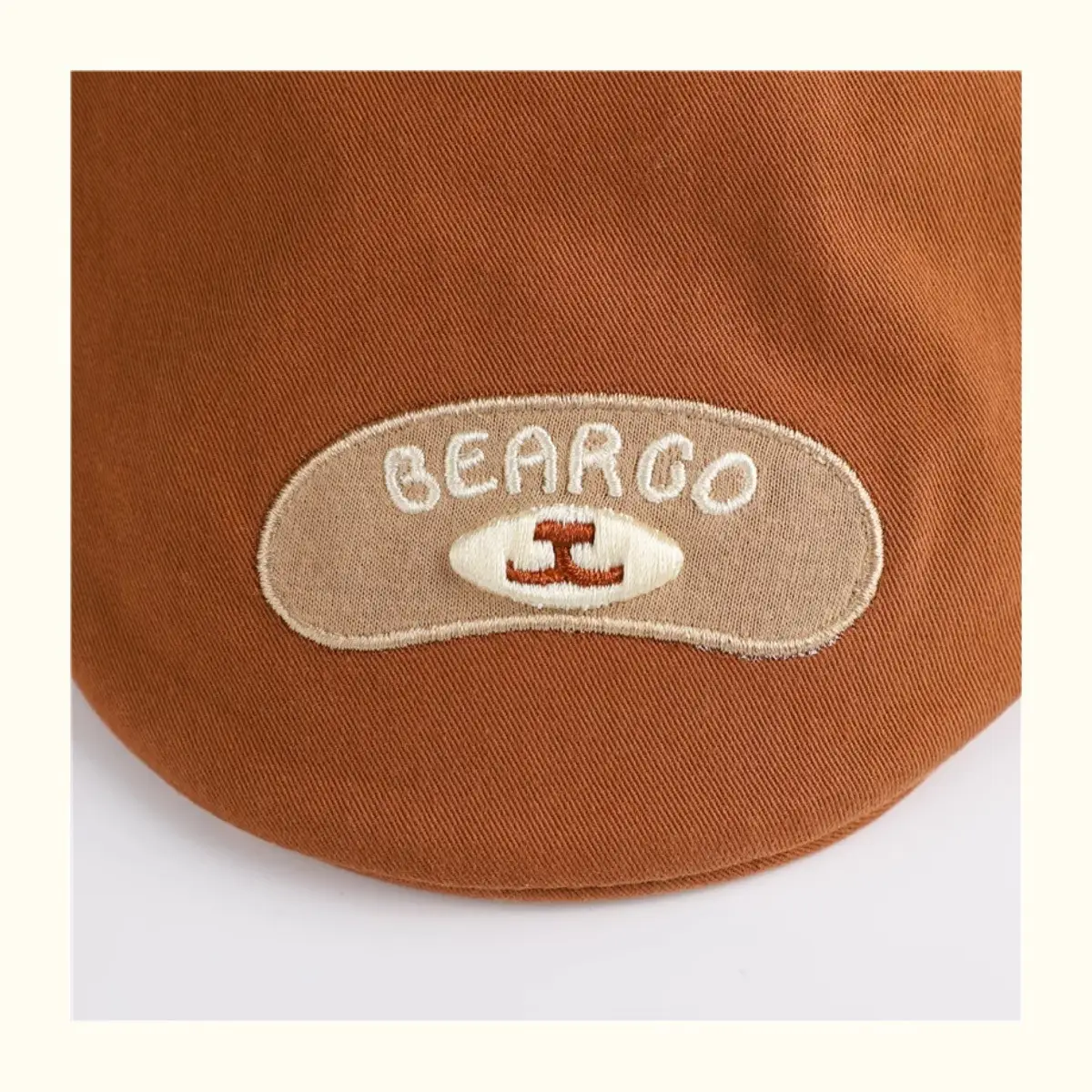 Children's Bear Cap Brown Forward Design with Smile Patch — feature 5