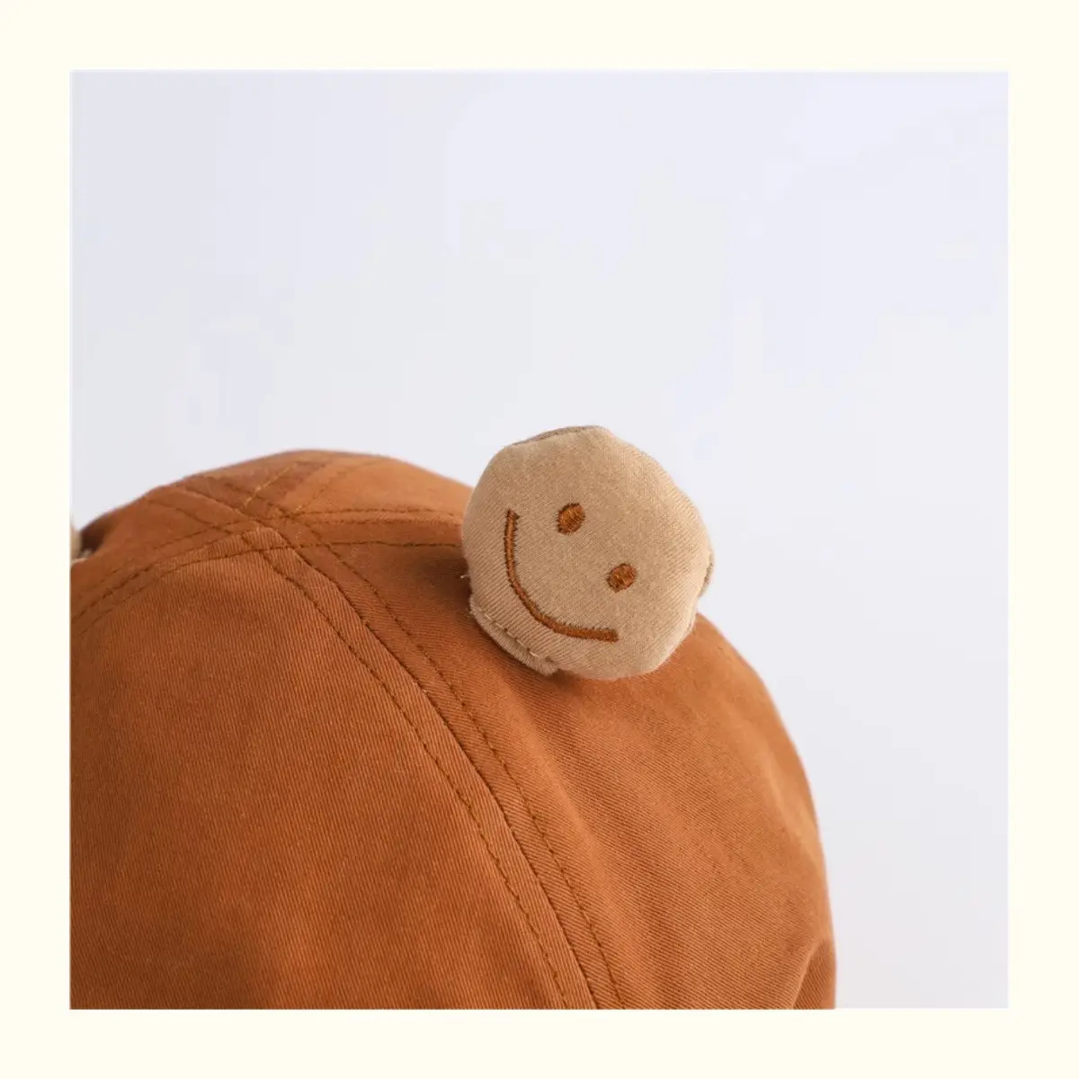 Children's Bear Cap Brown Forward Design with Smile Patch — feature 6