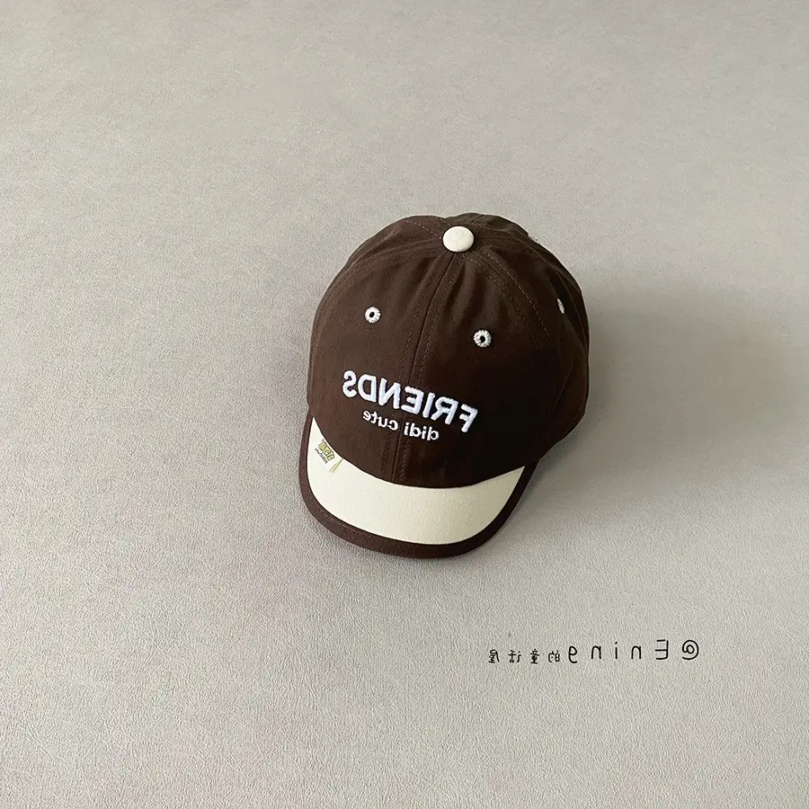 Korean Style Baby Cap Brown White Spring Autumn Sun Protection - Image 3
