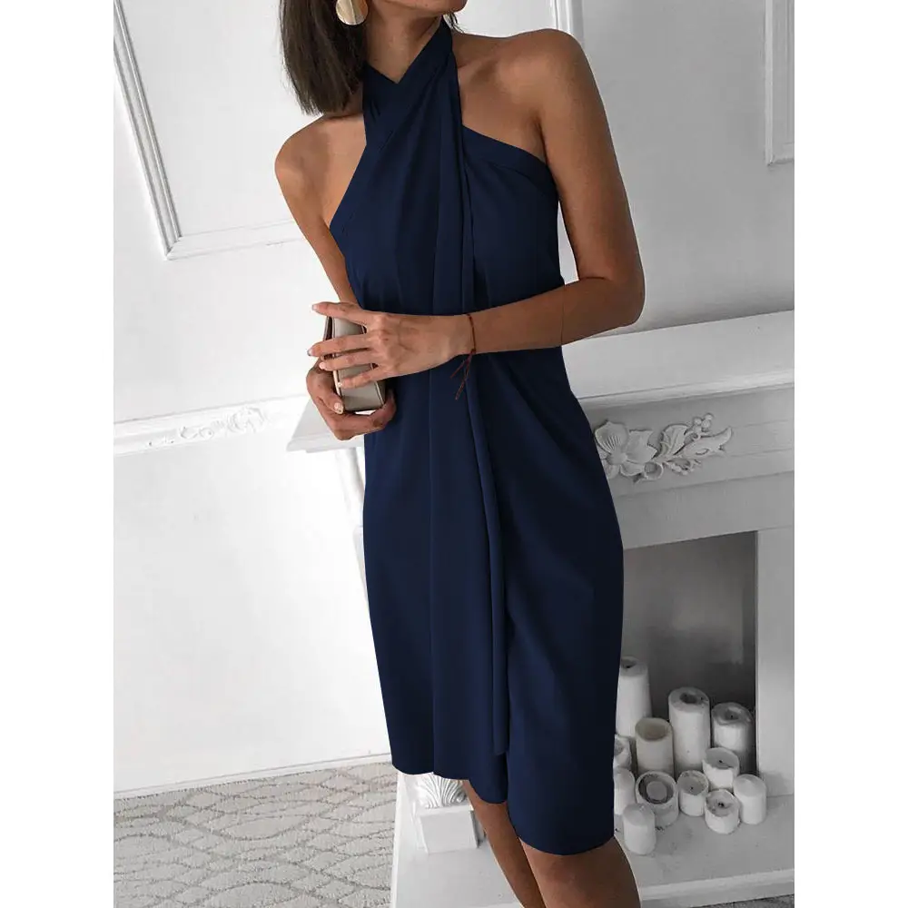 Red Halter Dress for Women Summer Casual Wear