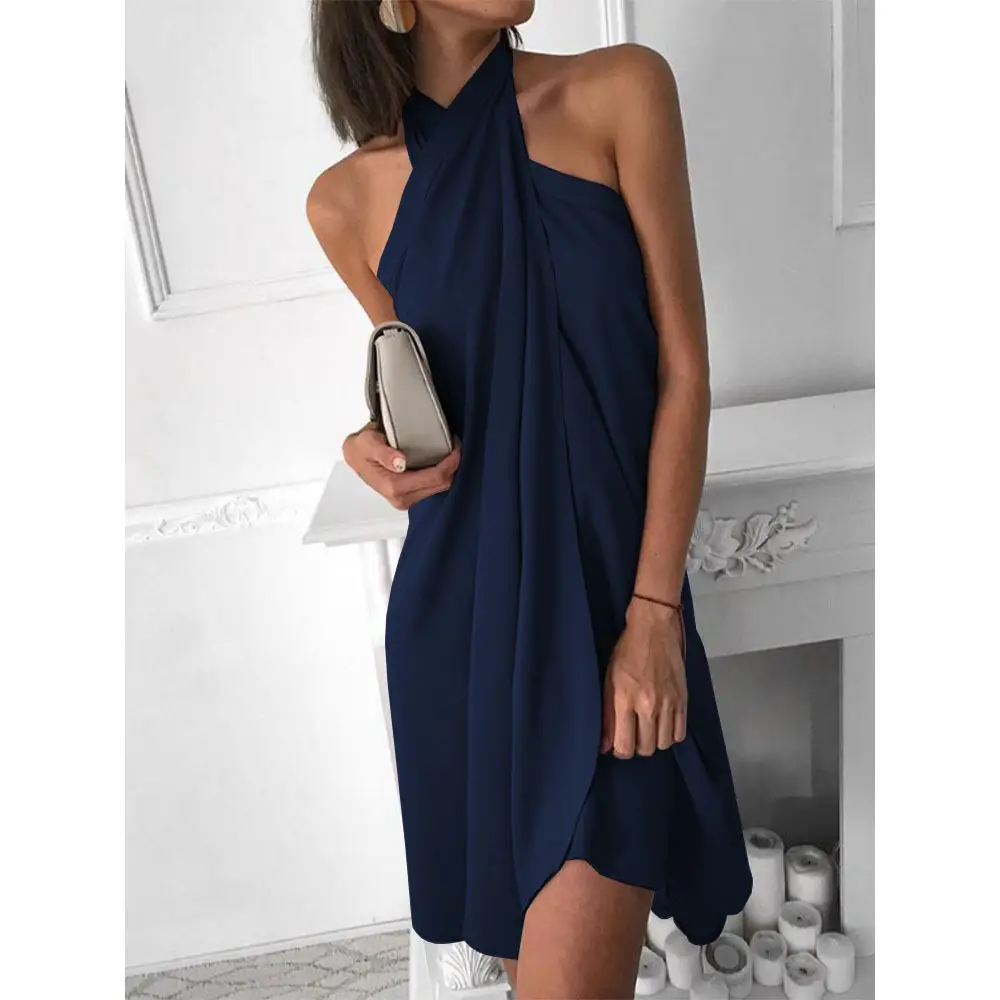 Red Halter Dress for Women Summer Casual Wear
