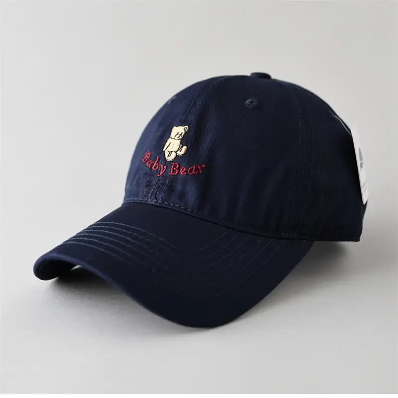 Maroon Cartoon Bear Cap for Men Women Couple Sunshade Face Show Small