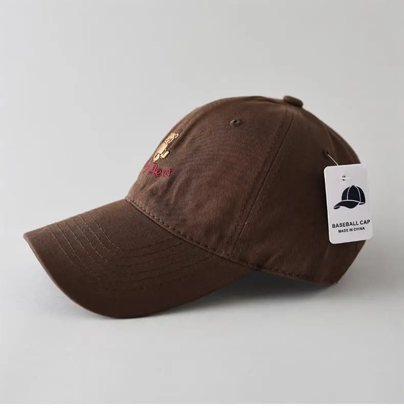 Maroon Cartoon Bear Cap for Men Women Couple Sunshade Face Show Small — feature 10