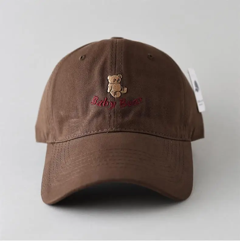Maroon Cartoon Bear Cap for Men Women Couple Sunshade Face Show Small — feature 11