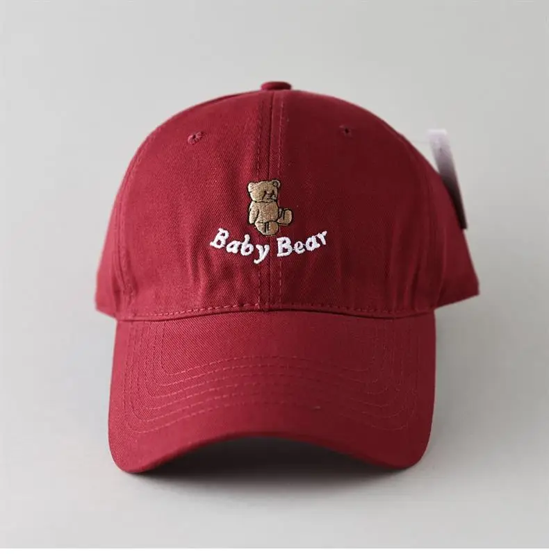 Maroon Cartoon Bear Cap for Men Women Couple Sunshade Face Show Small — feature 12