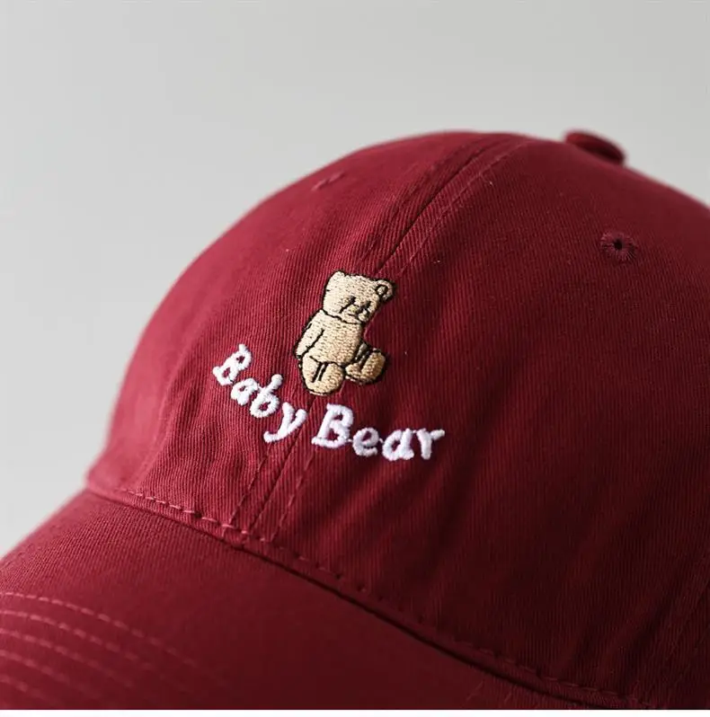 Maroon Cartoon Bear Cap for Men Women Couple Sunshade Face Show Small — feature 13