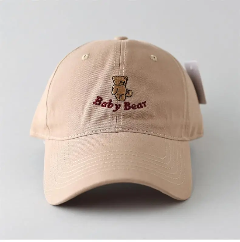 Maroon Cartoon Bear Cap for Men Women Couple Sunshade Face Show Small — feature 15