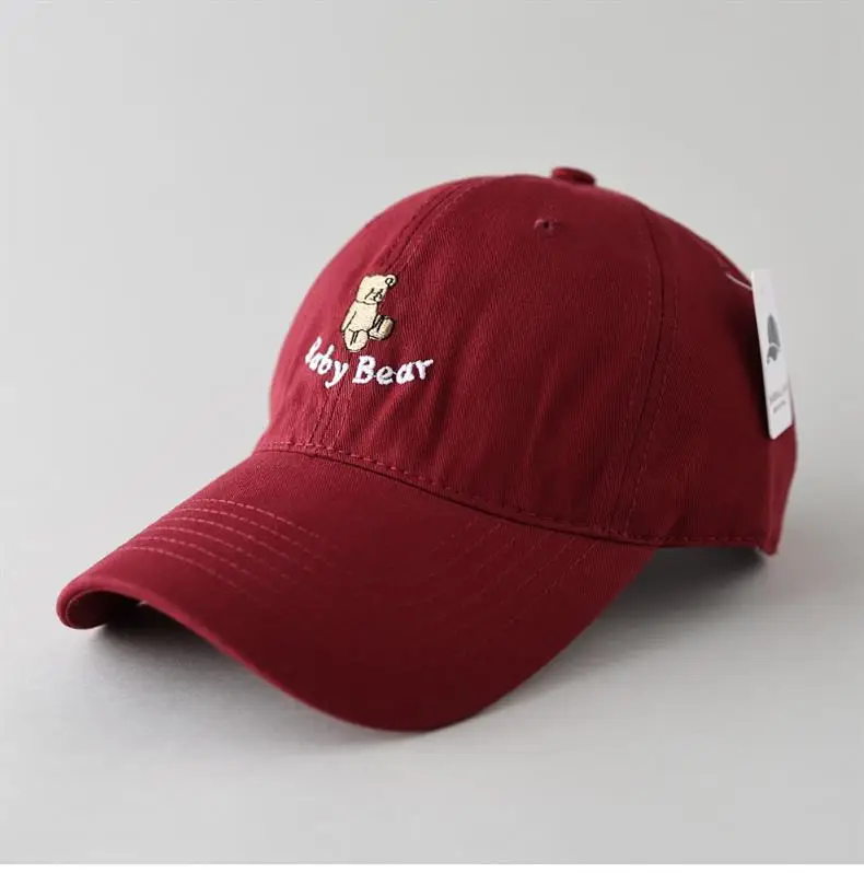 Maroon Cartoon Bear Cap for Men Women Couple Sunshade Face Show Small — feature 4