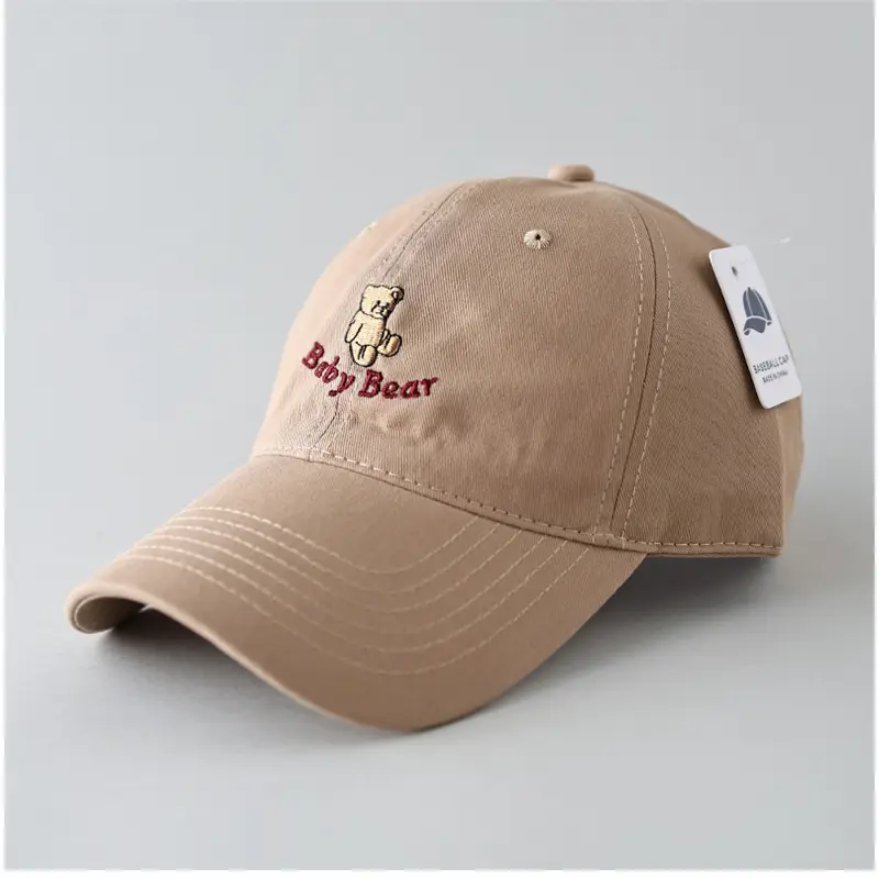 Maroon Cartoon Bear Cap for Men Women Couple Sunshade Face Show Small