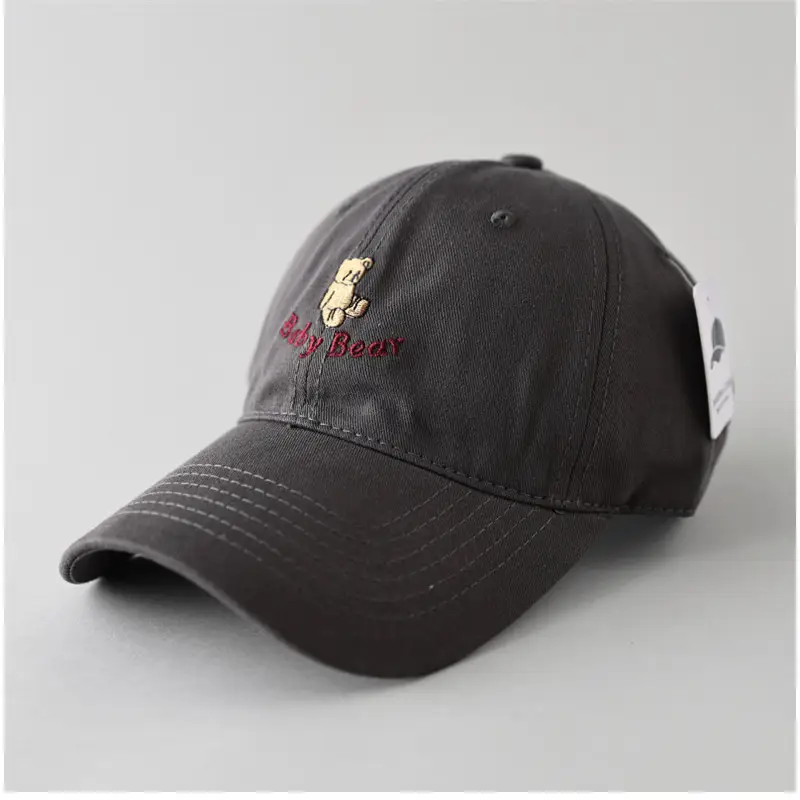 Maroon Cartoon Bear Cap for Men Women Couple Sunshade Face Show Small