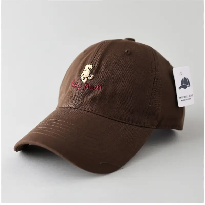 Maroon Cartoon Bear Cap for Men Women Couple Sunshade Face Show Small