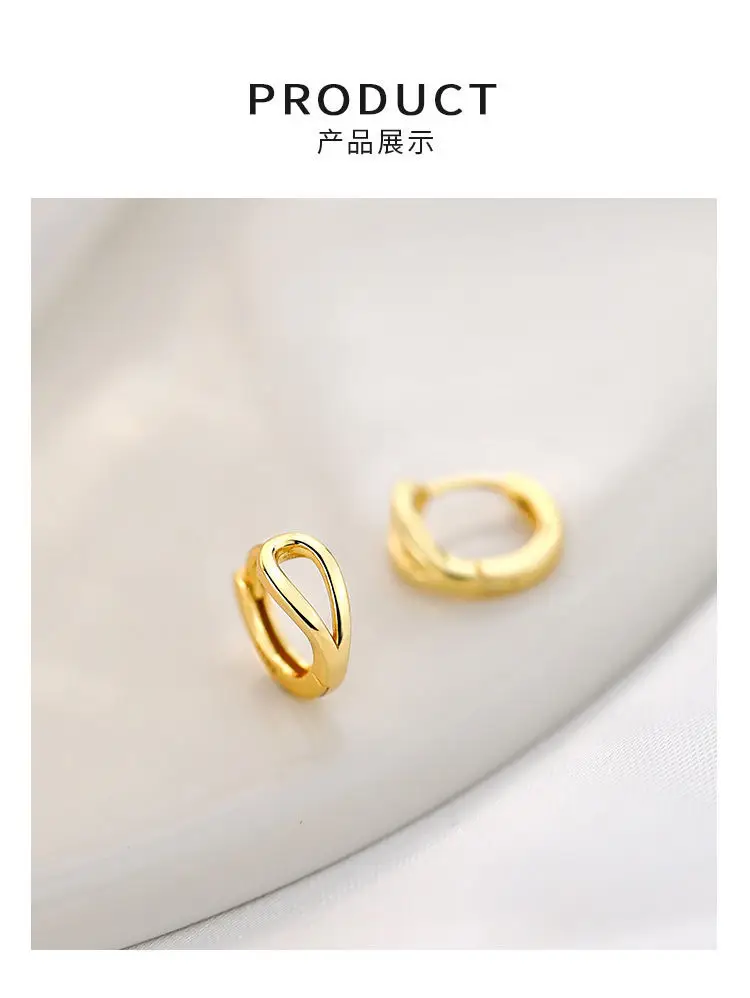 2024 New Fashion Simple Circle Ear Buckle Earrings Gold Silver — feature 7
