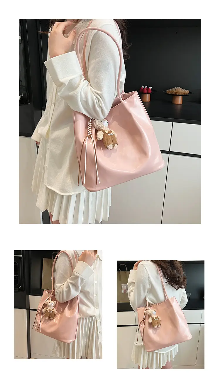 White Leather Shoulder Bag for Women Large Capacity — feature 10