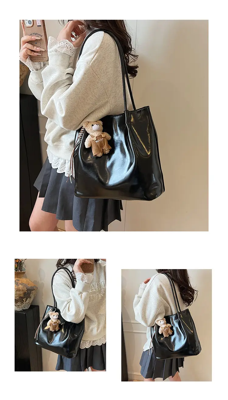White Leather Shoulder Bag for Women Large Capacity — feature 11