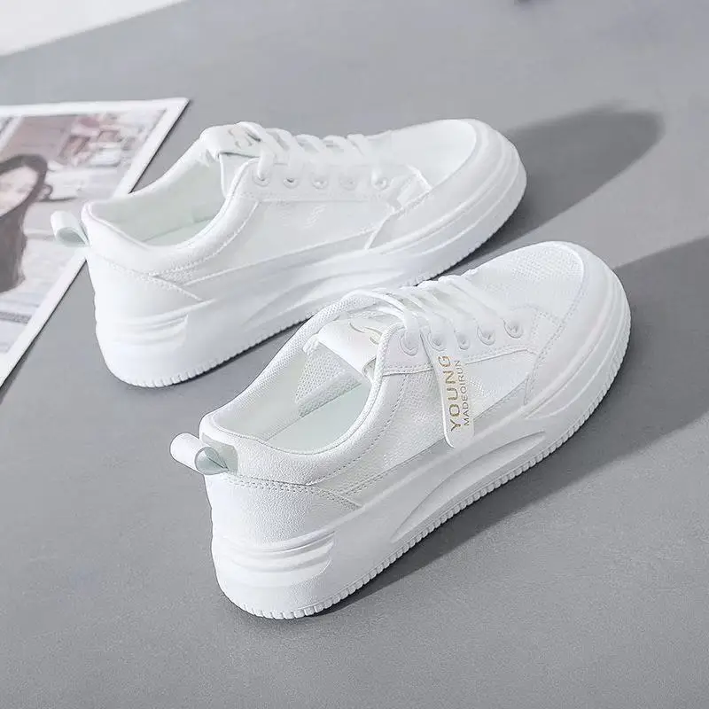 Women White Thick Chunky Sneakers Spring 2025 - Image 3