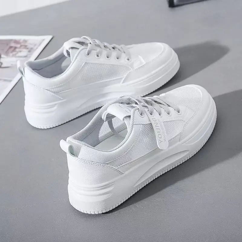 Women White Thick Chunky Sneakers Spring 2025 - Image 4