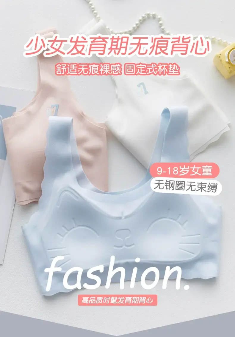 Fixed Underwear Girls Developmental Thin Vest Students Junior High School Students High School Girls No Steel Rings Ice Silk Bra — feature 2