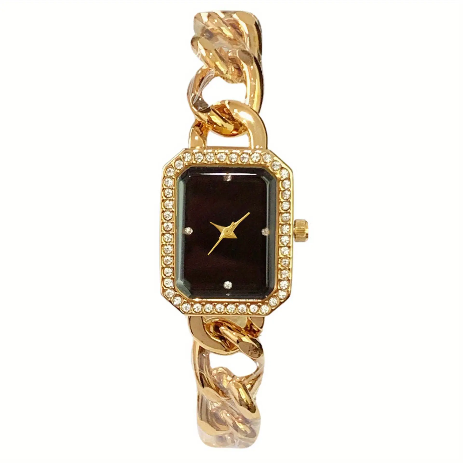 Golden Chain Watch for Women with Square Dial - Image 4