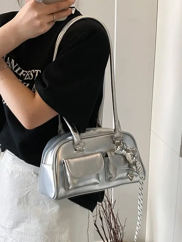 Silver Shoulder Bag for Women Large Capacity 2025 - Image 9