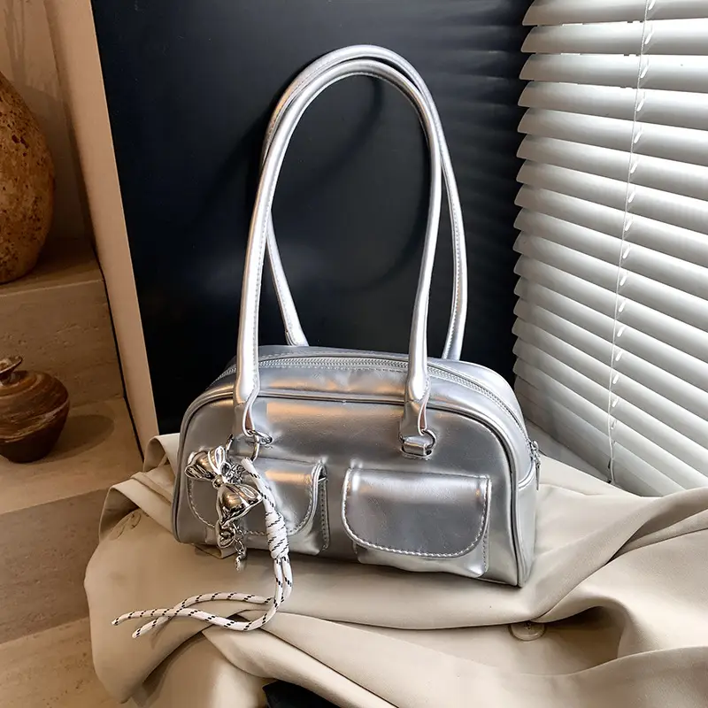 Silver Shoulder Bag for Women Large Capacity 2025 - Image 2