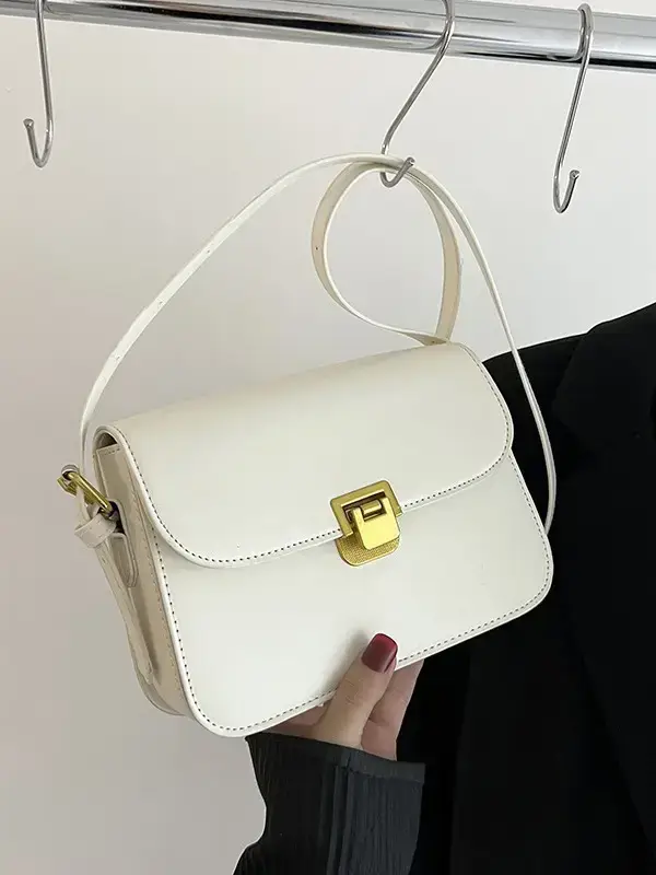 Brown Crossbody Bag with Gold Clasp for Women - Image 9