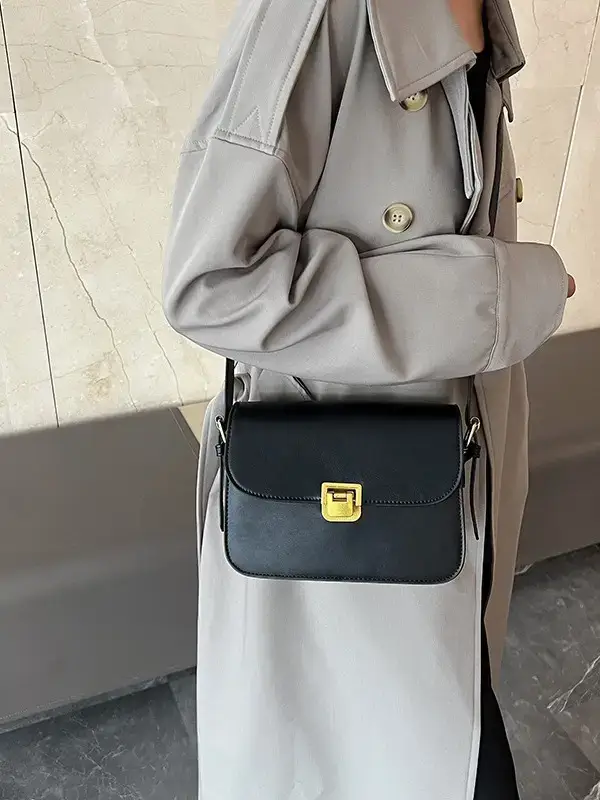 Brown Crossbody Bag with Gold Clasp for Women - Image 10