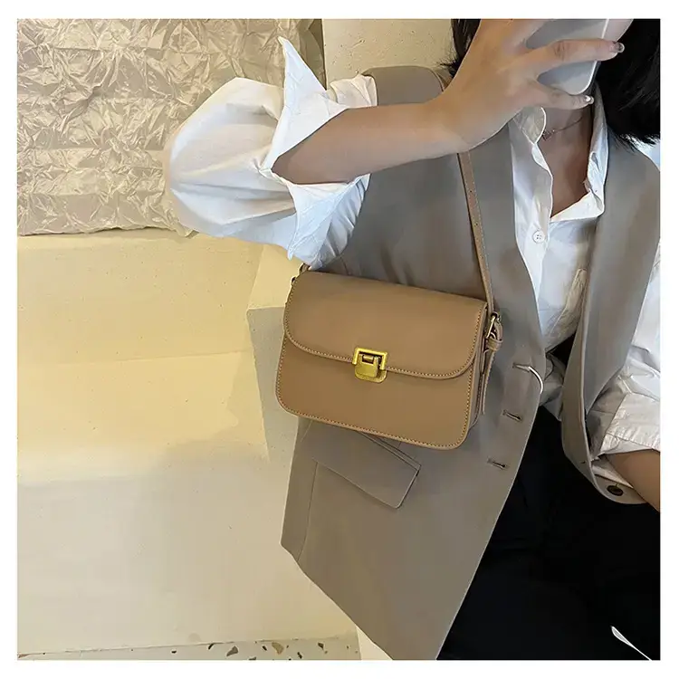 Brown Crossbody Bag with Gold Clasp for Women — feature 21