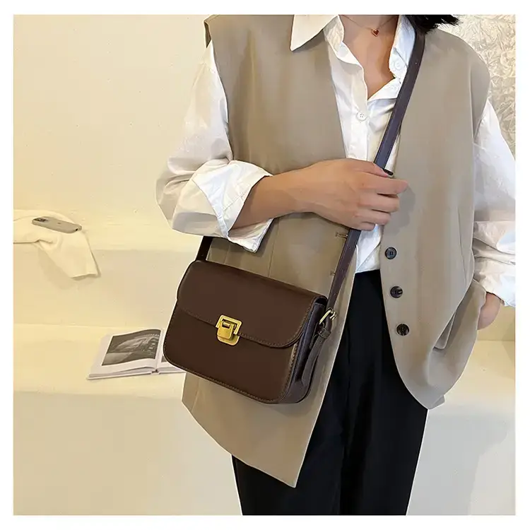 Brown Crossbody Bag with Gold Clasp for Women — feature 23